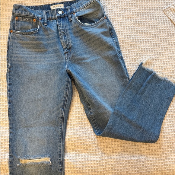 Madewell Slim Demi-Boot Jeans size 28 Raw Hem Distressed - Picture 2 of 16